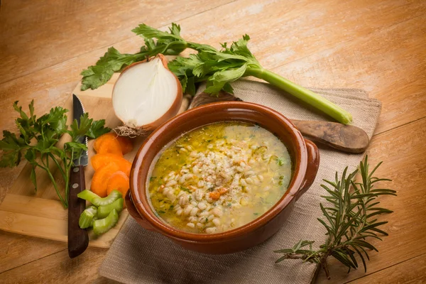 Sup barley dengan sayuran — Stok Foto