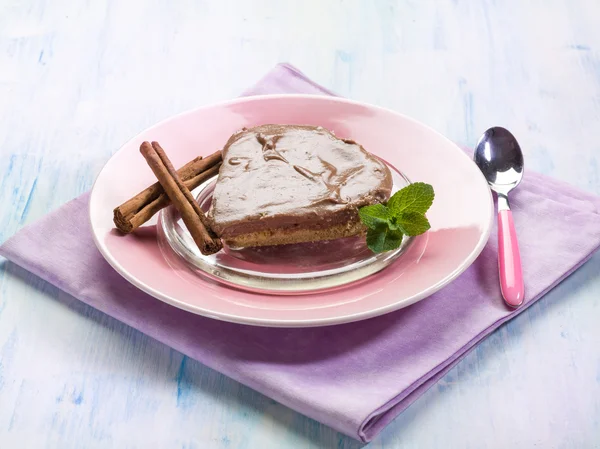 Cheese cake with chocolate — Stock Photo, Image