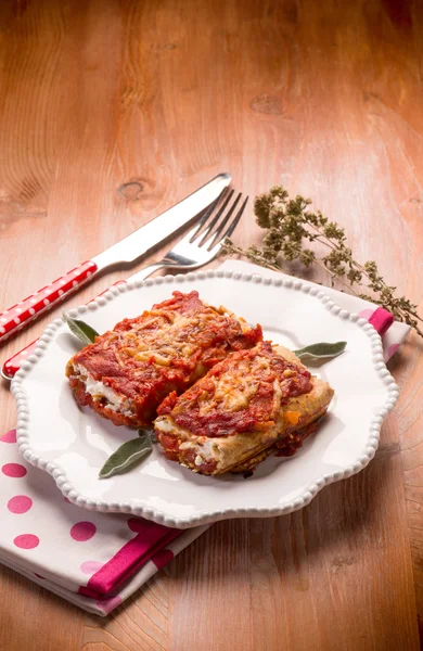 Lasagne italiane con salsa di pomodori — Foto Stock