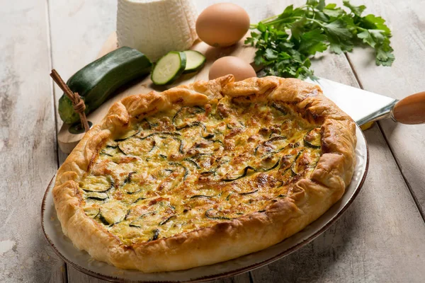 Tarte Aux Courgettes Saumon Fromage Ricotta — Photo