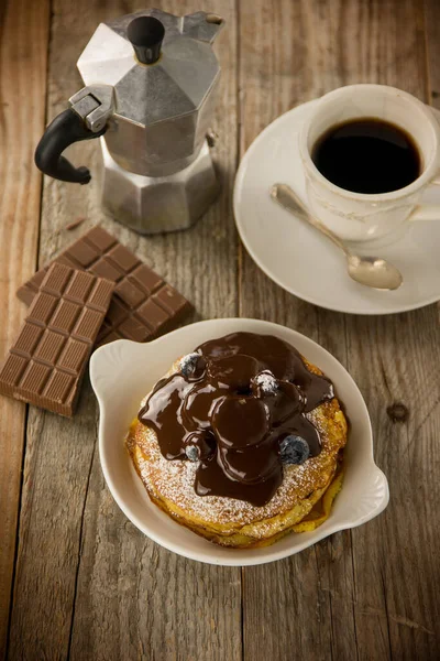 Pancake Chocolate Sugar Fruit — Stock Photo, Image