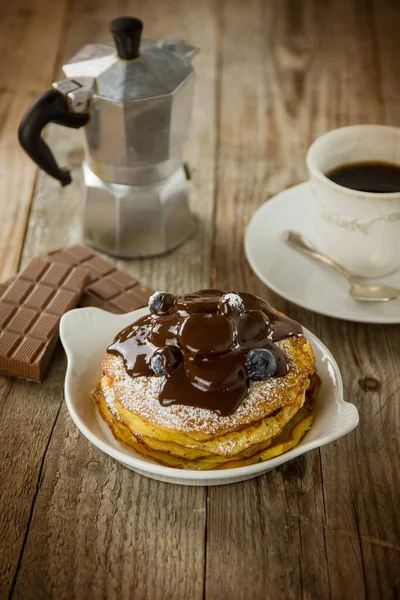 Pancake Chocolate Sugar Fruit — Stock Photo, Image