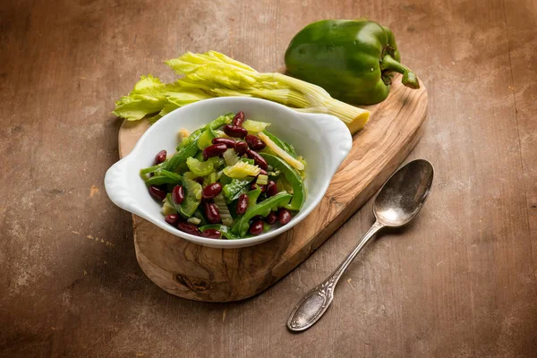 Fresh Salad Red Beans Pepper Celery — Stock Photo, Image