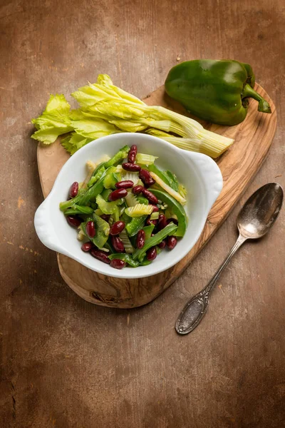 Fresh Salad Red Beans Pepper Celery — Stock Photo, Image