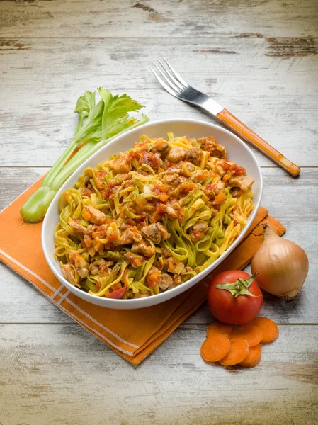 Tagliatelle with rabbit ragout — Stock Photo, Image