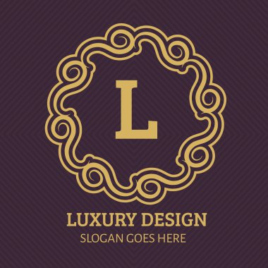 Monogram L tasarım öğeleri. Vektör çizim