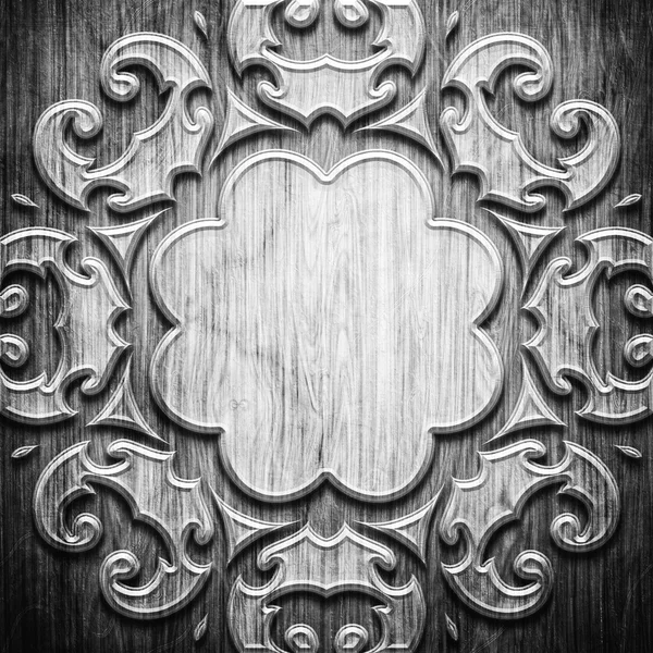 Black carved wooden pattern — Stock Photo, Image