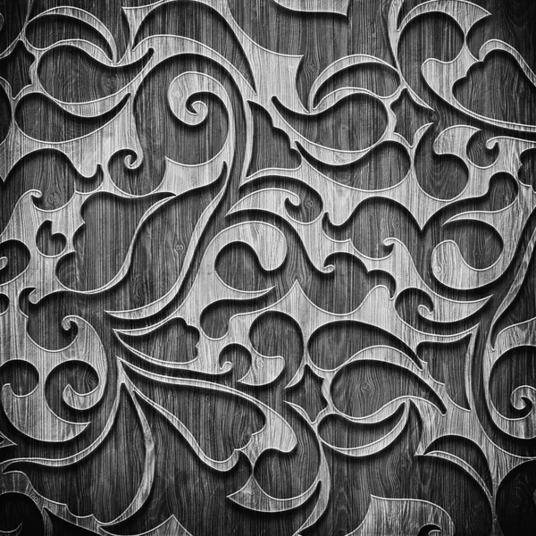 Black carved wooden pattern — Stock Photo, Image