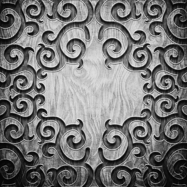 Zwarte gesneden houten patroon — Stockfoto
