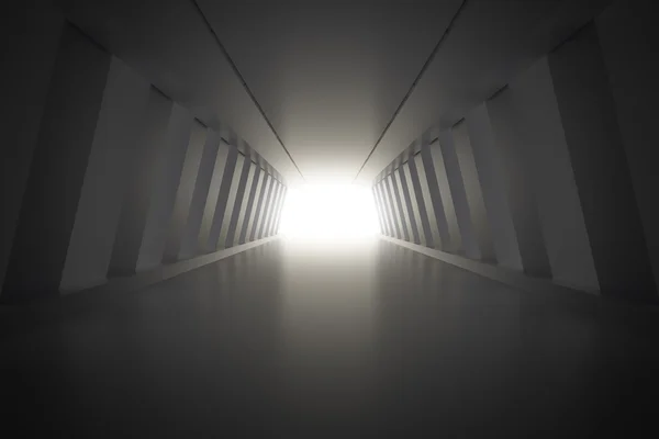 Interior do corredor abstrato com luz. 3d renderizar ilustração — Fotografia de Stock