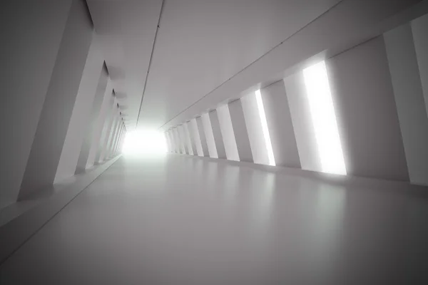 Interior do corredor abstrato com luz. 3d renderizar ilustração — Fotografia de Stock