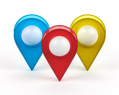 Harita işaretçi üzerinde beyaz izole