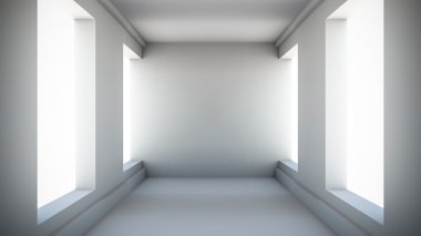 Soyut koridor iç. 3D render illüstrasyon