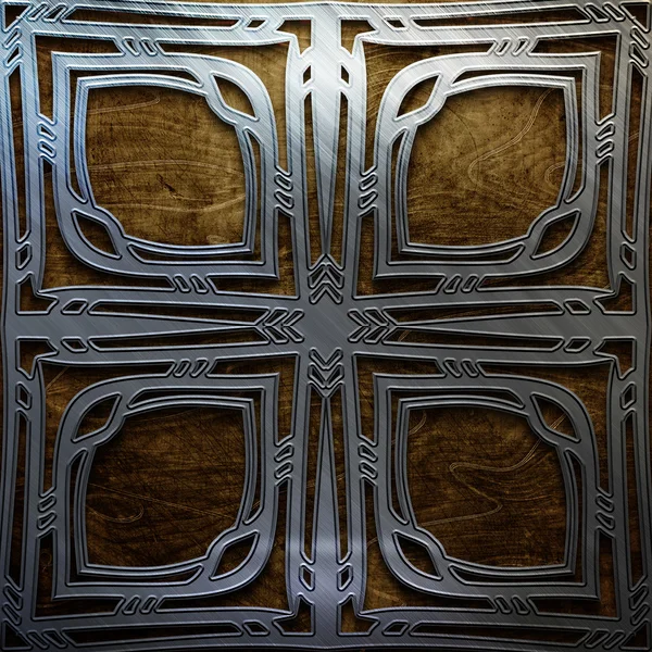 古い木製の背景に金属飾り。ヴィンテージ ・ コレクション — ストック写真