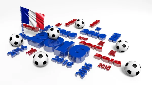 Futebol 2016 design com bandeira e bolas francesas — Fotografia de Stock