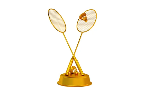 Badminton trophy in goud met een witte achtergrond — Stockfoto