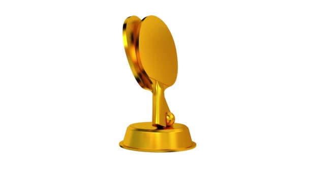 Golden Table Tennis trophy with white background — Stock Video