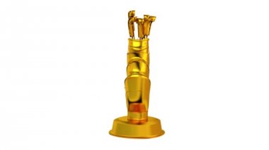 Golf kupa beyaz bir arka plan ile altın