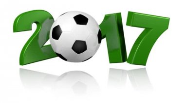 Beyaz bir arka plan ile futbol 2017