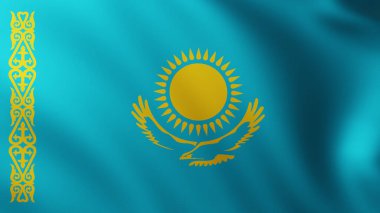 Kazakistan 'ın Büyük Bayrağı dalga desenli tam ekran arkaplanı