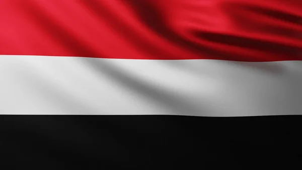 Gran Bandera Yemen Fondo Pantalla Completa Viento Con Patrones Olas —  Fotos de Stock