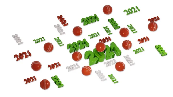 Lots Cricket 2021 Designs Several Balls White Background — Stock Photo, Image