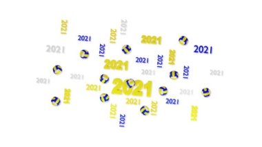 2021 plaj voleybol topu ve yansımaları ile birçok plaj voleybolu tasarımı Beyaz üzerine hareket