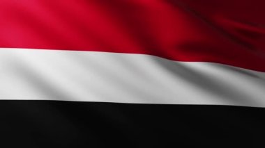 Rüzgarda dalgalanan Büyük Yemen Bayrağı tam ekran arka plan