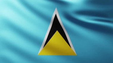 Saint Lucia Adaları 'nın büyük bayrağı rüzgarda dalgalanan tam ekran arka plan