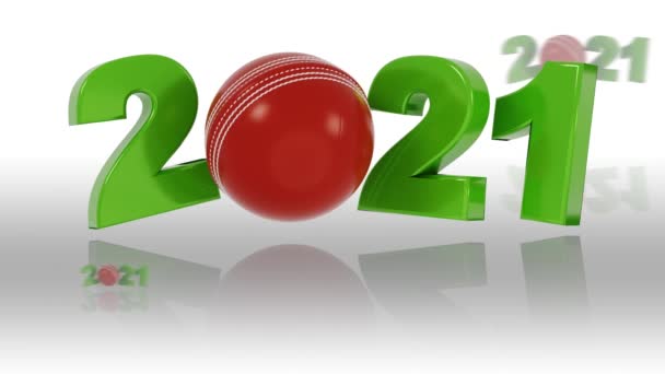 Pocos Diseños Cricket Ball 2021 Con Reflejos Rotación Infinita Blanco — Vídeos de Stock