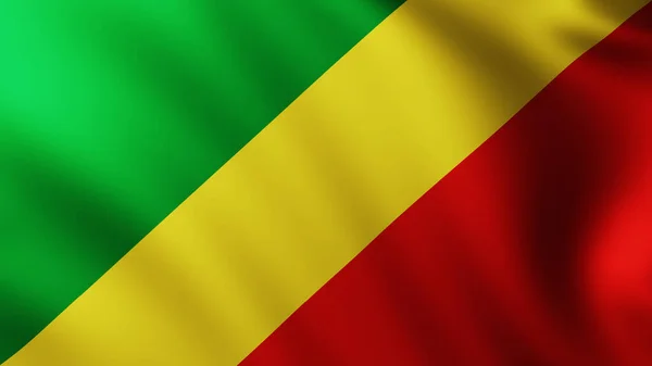 Grote Vlag Van Congo Republiek Fullscreen Achtergrond Wind Met Golfpatronen — Stockfoto