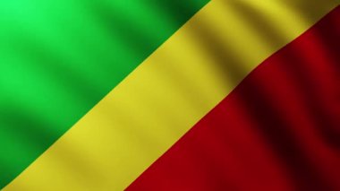 Büyük Kongo Cumhuriyeti Bayrağı rüzgarda dalgalanan tam ekran arka plan