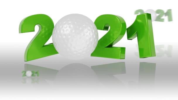 Poche Palline Golf 2021 Disegni Con Riflessi Rotazione Infinita Sul — Video Stock