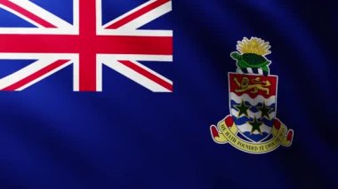 Cayman Adaları 'nın büyük bayrağı dalga desenleriyle rüzgarda dalgalanıyordu.