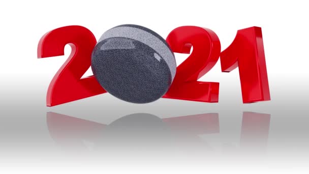 Curling Stone 2021 Design Oändlig Rotation Vit Bakgrund — Stockvideo