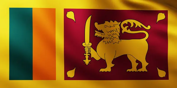 Grand Drapeau Sri Lanka Fond Plein Écran Dans Vent Avec — Photo