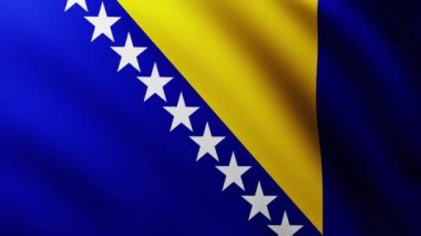 Bosna-Hersek 'in büyük bayrağı dalgalanan dalgalarla dalgalanan tam ekran arka plan