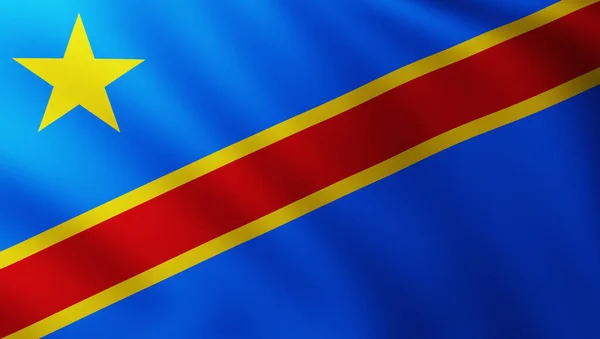 Grote Vlag Van Democratische Republiek Congo Fullscreen Achtergrond Wind Met — Stockfoto