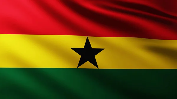 Gran Bandera Ghana Fondo Pantalla Completa Viento Con Patrones Olas — Foto de Stock