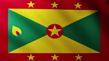 Büyük Grenada Bayrağı tam ekran arkaplan rüzgarda dalgalanıyor