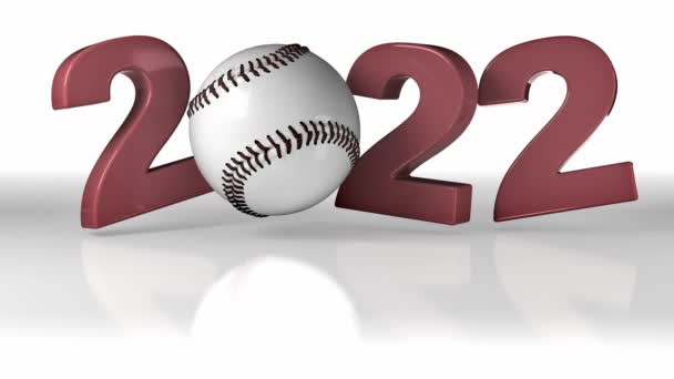 Diseño Béisbol 2022 Rotación Infinita Sobre Fondo Blanco — Vídeos de Stock