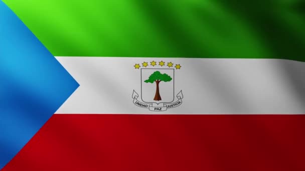 Grote Vlag Van Equatoriaal Guinea Fullscreen Achtergrond Fladderen Wind Met — Stockvideo