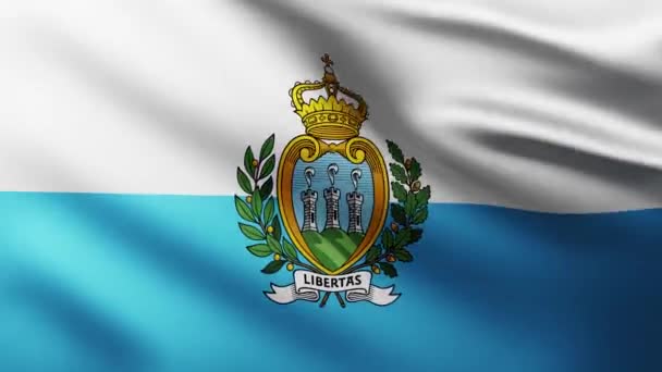 Bandeira Grande San Marino Fundo Tela Cheia Balançando Vento Com — Vídeo de Stock