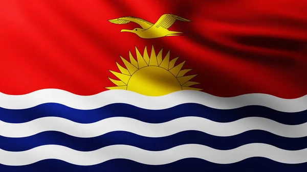 Bandeira Grande República Kiribati Fundo Tela Cheia Vento Com Padrões — Fotografia de Stock