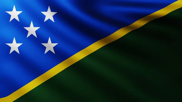 Velká Vlajka Šalamounova Ostrova Celé Obrazovce Pozadí Větru Vlnobitím Vzory — Stock fotografie