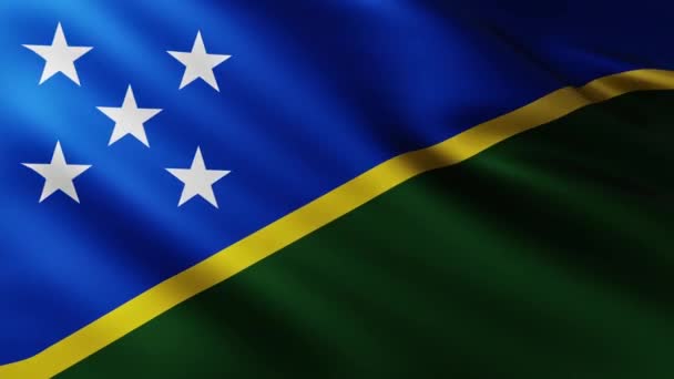 Duża Flaga Wyspy Salomona Pełnym Ekranie Tło Trzepotanie Wietrze — Wideo stockowe