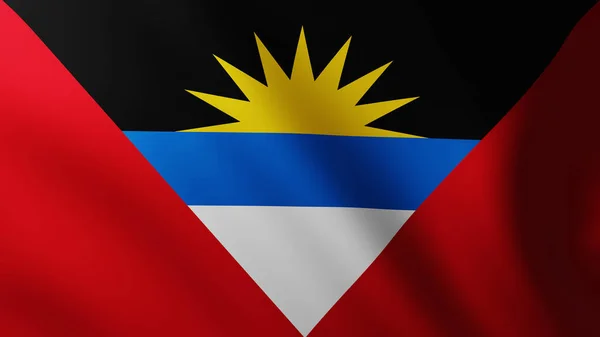 Grote Vlag Van Antigua Barbuda Fullscreen Achtergrond Wind Met Golfpatronen — Stockfoto