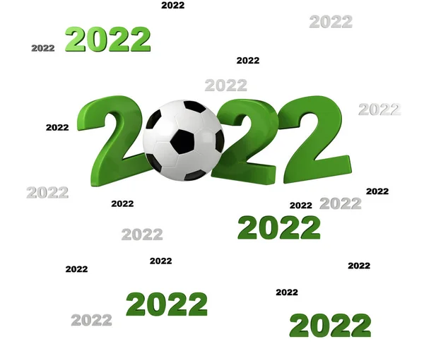 Många Fotboll 2022 Designar Med Vit Bakgrund — Stockfoto