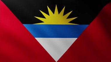 Büyük Antigua Bayrağı ve Barbuda tam ekran arka planı rüzgarda dalgalanıyor