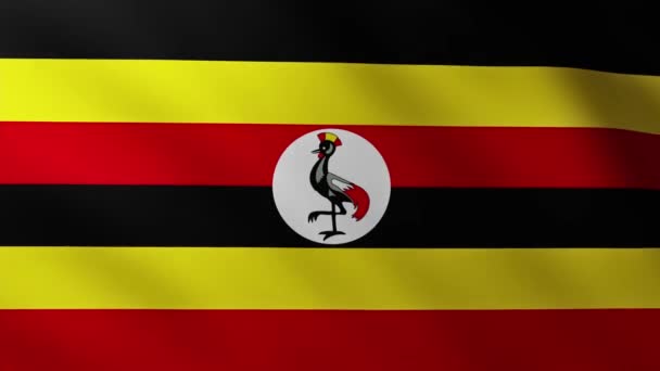 乌干达大旗全屏背景在风中飘扬 — 图库视频影像